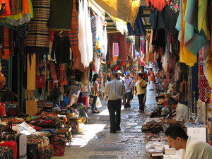 Flea market in Old City, Jerusalem. Copyrighted photo taken in 2006 by Ester Inbar, appears by permission of the copyright holder.