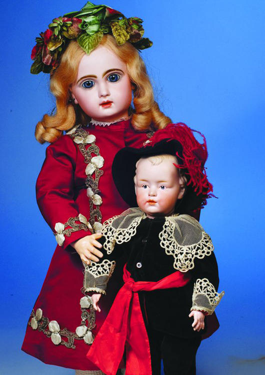 Facial details on this beautiful Jumeau French bisque bebe are especially stunning. The 22 1/2-inch doll is expected to fetch $4,000-$5,000. Image courtesy of Frasher’s Doll Auction.