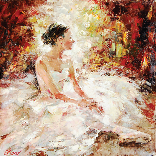 Original signed oil on canvas by Elena Bond, done in 2009, titled Ballerina Dream (36 in. by 36 in.).  