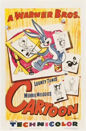 Tex Avery had departed Warner Bros. 11 years earlier, but his influence was still present in this 1952 one sheet that featured his signature character, Bugs Bunny. Image courtesy Heritage Auction Galleries and LiveAuctioneers Archive.
