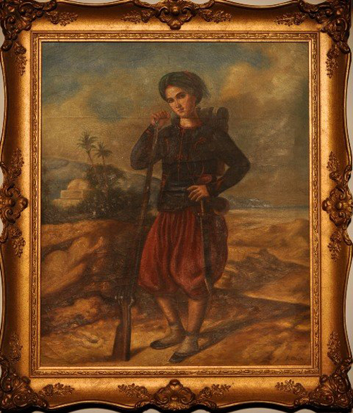 Alexandre Colin (Paris, 1798-1875) signed this oil on canvas portrait on the lower right. The 23 1/4- by 19 1/4-inch oil painting has a $1,000-$2,000 estimate. Image courtesy Wichita Auction Gallery.