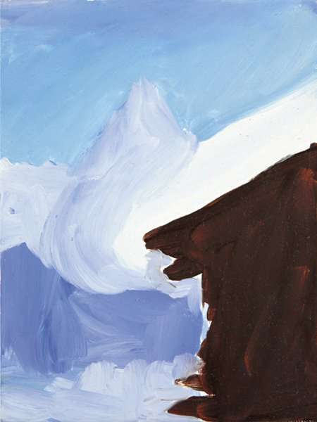Karen Kilimnik’s view of the Matterhorn is titled ‘Hut at Zermatt.’ The 2000 painting is water soluble oil on canvas, which measures 8 inches by 6 1/4 inches. It carries a $30,000-$40,000 estimate. Image courtesy Phillips de Pury & Co.