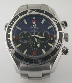 This Omega Seamaster Planet Ocean co-axial chronometer has a $1,500-$2,000 estimate. Image courtesy Bunda Jewelry Appraisers and Auctioneers.