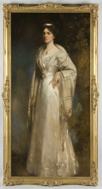 American School oil on canvas (lined) portrait of a woman, circa 1900, with illegible signature. Image courtesy Leland Little Auction & Estate Sales Ltd.