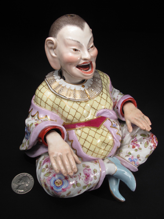 Circa-1860s Meissen porcelain nodder of Chinese man, 6 inches high, moving hands and tongue, crossed-swords mark, original lead weight. Estimate $3,000-$5,000. Image courtesy Auctions Neapolitan.