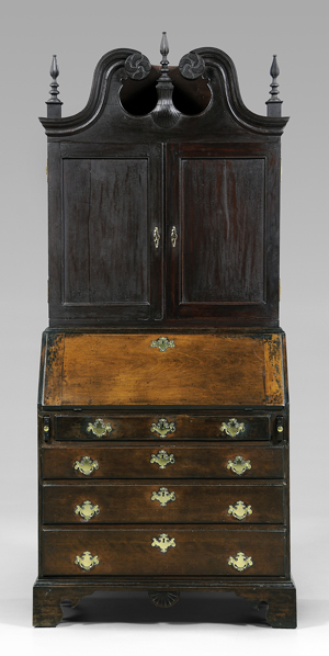 A little more than a yard wide, Tom Gray describes this Connecticut Chippendale desk and bookcase as "tiny." It was a piece his mother, Anne Gray, always wanted. Gray purchased it from Jeffrey Tillou Antiques, who obtained it from a family that owned it for 150 years. Estimate: $30,000/$50,000