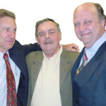 Donal Markey (left) with friends Dick Ford (center) and Rich Bertoia (right) at Bertoia Auctions' March 19, 2009 preview preceding the sale of the Donald Kaufman Collection, Part I. Photo copyright Catherine Saunders-Watson.