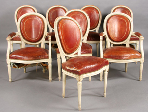 A set of eight Louis XVI-style dining chairs from the 1940s sold for $5,000. Image courtesy Kamelot Auctions.
