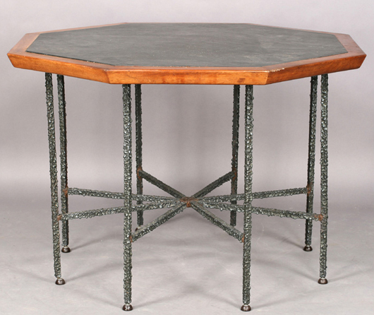 Paul Evans designed this octagonal table that has a slate top. It sold for more than $4,000. Image courtesy Kamelot Auctions.