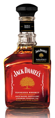 Image of the special bottle of Jack Daniel's Tennessee Whiskey with a tree motif to be issued in a limited edition of 100,000. Image courtesy Jack Daniel Distillery.