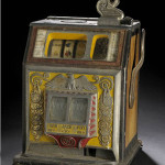 Original polychrome paint highlights this one-cent Watling Treasury Bell slot machine from the mid-1930s. It sold for $2,100 plus premium in 2008. Image courtesy Cowan’s Auctions and Live Auctioneers archive.