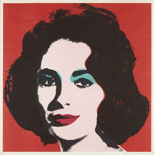 Estimated at $20,000-$30,000, ‘Liz, 1964,’ an offset lithograph in colors by Andy Warhol, sold for $42,500 inclusive of premium. The 22-inch-square print was signed and dated in black ballpoint pen. Image courtesy Phillips de Pury & Co.