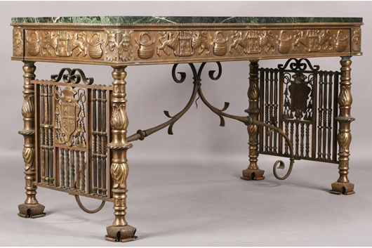 Oscar Bach marble and bronze conservatory table. Image courtesy Kamelot Auctions.
