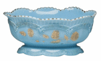 This Chrysanthemum Sprig master berry bowl, 5 by 8 by 10 inches, is referred to as