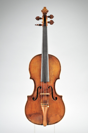 Italian violin, Giovanni Grancino, Milan, circa 1690, certificate: Etienne Vatelot, Paris, December 12, 1991, estimate: $90,000-110,000. Image courtesy of Skinner Inc.