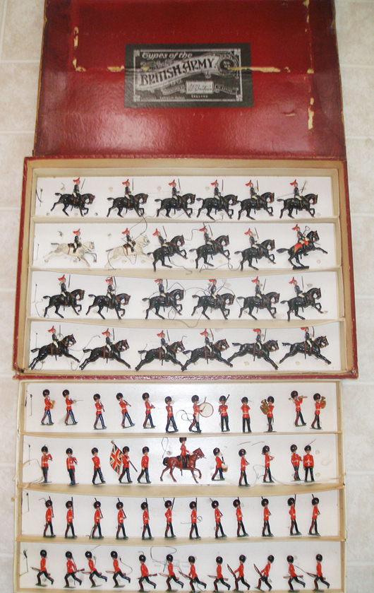 Britains 71-piece set No. 93, a replication in miniature of the British Army. Old Toy Soldier Auctions image.