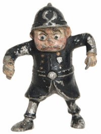 ‘Policeman’ is one of the dozens of Brownie characters created by Palmer Cox in the late 1890s. This 3-inch cast-metal figure sold for $115 at a Hake's auction in January. Collectors want anything picturing the fairylike sprites.