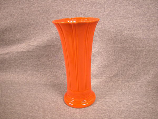 Fiesta red 12-inch flower vase, estimate: $500-$800. Image courtesy Strawser Auctions.