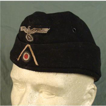 An enlisted man in a German Army Panzer unit would have worn this cloth cap during World War II. The scarce cap is expected to sell for $490-$755. Image courtesy of Universal Live.