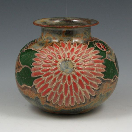 Cathra-Anne Barker Zinnia Vase, Image courtesy of Belhorn Auction Services.