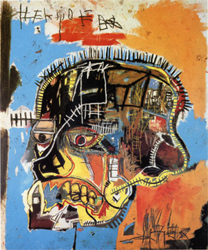 Jean-Michel Basquiat, Untitled, 1984 acrylic and mixed media on canvas. Low-resolution image appears in compliance with fair-use guidelines to provide visual context to commentary on the artist's work and may not be reproduced without permission of the copyright holder.