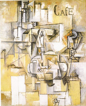 Le Pigeon aux Petits-Pois (The Pigeon with the Little Peas) an ochre and brown Cubist oil painting by Pablo Picasso, has been stolen from the Paris Museum of Modern Art. Its estimated value is euro23 million. Image courtesy Wikipedia.