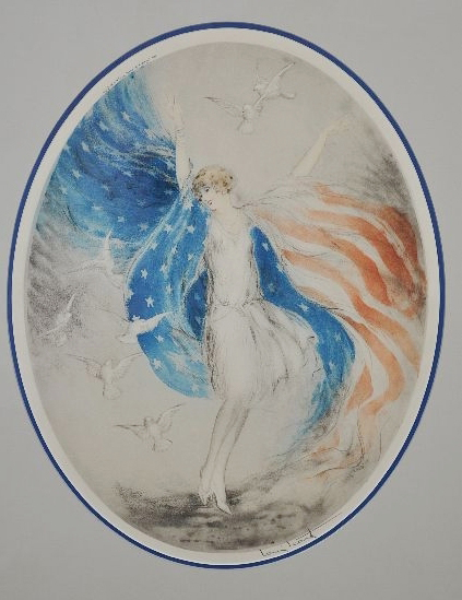 Louis Icart (French, 1888-1950), ‘Miss America,’ colored etching, signed lower right, 21 1/2 inches by 16 inches, estimate: $2,800-$3,000. Image courtesy of Gray’s Auctioneers & Appraisers.
