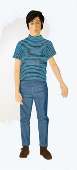 Signed 1980 ‘The Striped Shirt’ by Alex Katz, color aquatint etching, 41 inches by 21 inches paper size, estimate: $5,500-$6,250. Image courtesy of Universal Live.