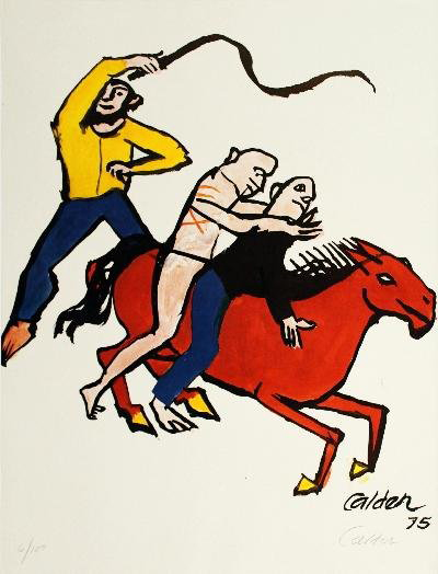 Signed Alexander Calder ‘Circus Riders (1975) for Amnesty International,’ offset lithograph, 29 3/4 inches by 23 inches paper size, estimate: $3,125-$3,750. Image courtesy of Universal Live.