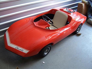 Rupp Quality Motion of Mansfield, Ohio, manufactured this miniature Corvette, which is powered by a small gas engine. It is expected to sell for $500-$800. Image courtesy of Harrison Auctions Inc.