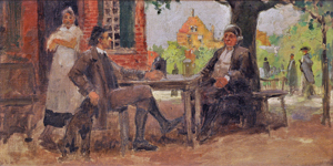 ‘The Story of Rip Van Winkle,’ a series of four paintings by Paul Cornoyer (American, 1864-1923), is estimated at $30,000-$50,000. Image courtesy of Clars Auction Gallery.