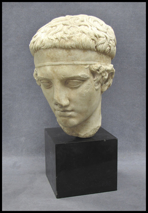 He’s no Goliath, but this Roman carved marble head of David is 12 1/2 inches high. Dating as early as the fourth century, the sculpture has a $2,000-$3,000 estimate. Image courtesy of William Jenack Estate Appraisers and Auctioneers.