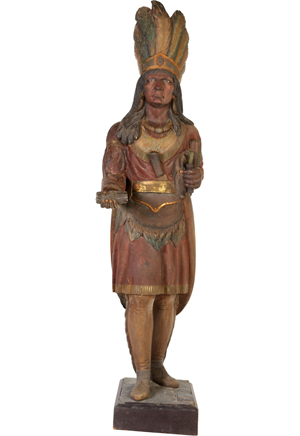 Cigar store Indian figure, at $203,150 the top lot in Heritage Auction Galleries' May 22, 2010 sale. Image courtesy Heritage Auction Galleries.