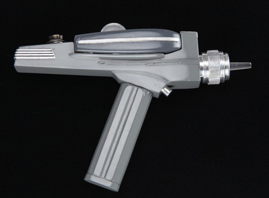23rd century Starfleet type-2 phaser from Star Trek Deep Space 9, one of only three made, $18,880. Image courtesy of LiveAuctioneers.com Archive and Profiles in History.