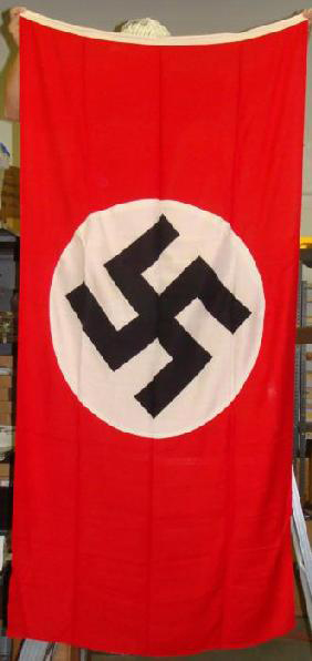 Brought home as a souvenir by a GI, this Nazi Party banner is 6 1/2 feet long by 3 feet wide. The linen banner in excellent condition is estimated at $400-$615. Image courtesy of Universal Live.