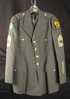 This U.S. Special Forces training school master sergeant’s tunic with quartermaster tag dates to the Vietnam era. It carries a $180-$275 estimate. Image courtesy of Universal Live.