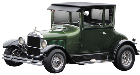 1927 Ford Model T 2-door coupe, 23,827 miles, tricked out with Ford Cobra engine, 1966 Jaguar XKE front and rear suspension, 1976 Mustang II rack and pinion power steering, Jaguar disc brakes and other custom features. Estimate $20,000-$30,000. Morphy Auctions image.