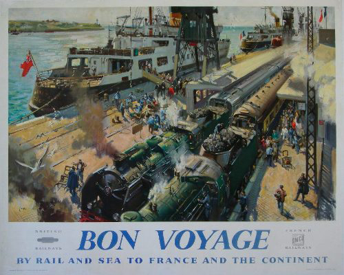 Terence Cuneo (1907-1996) 'Bon Voyage,' original poster, 40 3/4 inches by 50 3/4 inches, estimate: $1,800-$2,400. Image courtesy Onslow Auctioneers.