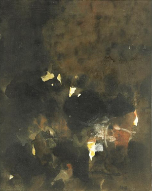 Sayed Haider Raza (Indian, b. 1922-), La Nuit, acrylic on canvas, 1967, signed, titled and dated; 25 3/4 inches by 21 1/4 inches. Sold through LiveAuctioneers.com for $51,850. Image courtesy LiveAuctioneers.com Archive and Rago.