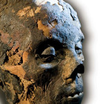 From the Mummies of the World exhibit, the head of an Egyptian mummy from the Archives of Merck KGaA, Darmstadt, Germany.