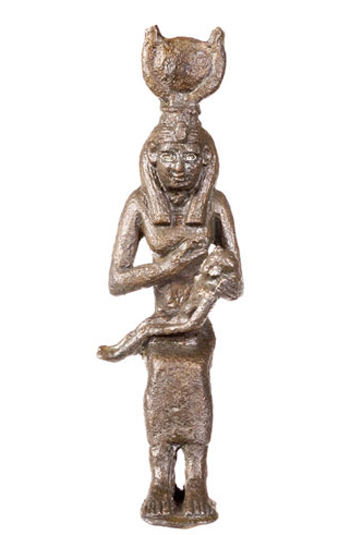 Egyptian – bronze statue – Isis with Horus child, Institute of Egyptology, Heidelberg, Germany.