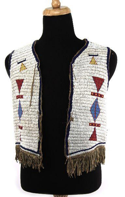 Bidding is expected to reach $2,500-$3,500 for this Sioux man’s beaded pictorial vest from the late 1800s. Image courtesy of Affiliated Auctions & Realty LLC.