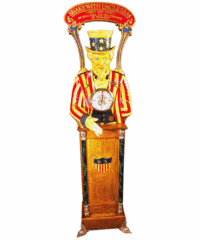 Uncle Sam will shake your hand for a penny — or you could have bought him for $26,400 at a Showtime auction in Ann Arbor, Mich. This iron penny arcade machine is a grip tester. It measures the force of your grip. Score 300 and a bell rings, impressing all your friends in the arcade.
