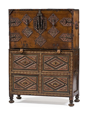 16th-century Spanish Vargueno chest, est. $5,000-$7,000. Image courtesy of Cowan’s Auctions.