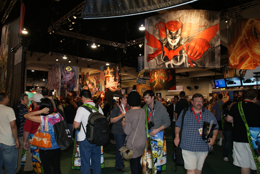Inside Comic-Con on Preview Night, July 21, 2010, in front of the DC Comics booth. Photo courtesy of Michael A. Solof, ©2010.