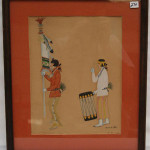 San Ildefonso watercolor of drummer, signed Tonita Pena, 1920s, 12 inches by 9 1/2 inches. Estimate: $1,000-$2,000. Image courtesy of R.G. Munn Auctions.
