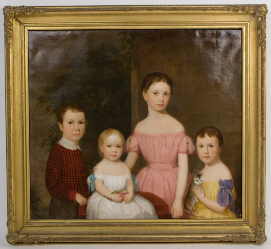 Family portrait attributed to John Beale Bordley II (Maryland), $6,900. Image courtesy of Jeffrey S. Evans & Associates.