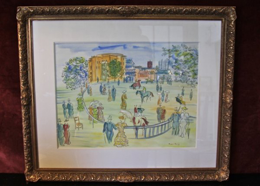 Raoul Dufy (French, 1877-1953) gouache and watercolor over pencil on paper, estimate $40,000-$400,000. Image courtesy of LiveAuctioneers.com and J. Sugarman Auction Corp.