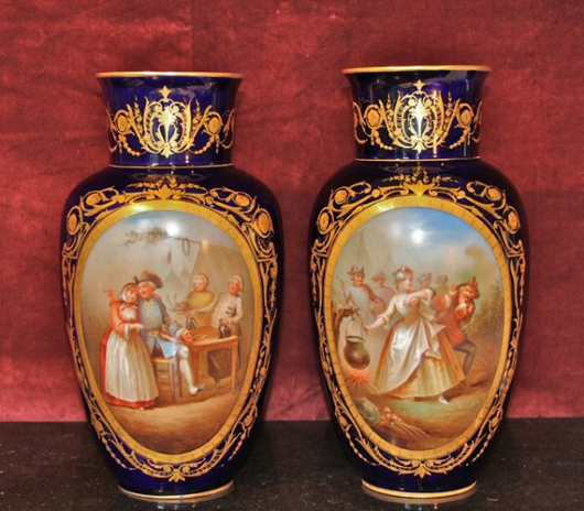 Sevres vases from Eleanor Roosevelt Estate, estimate $10,000-$50,000. Image courtesy of LiveAuctioneers.com and J. Sugarman Auction Corp.