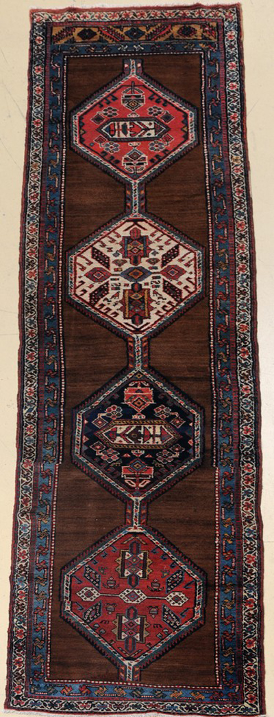 Antique Northwest Persian camel hair runner, 3ft. 1in. by 13ft. 10in., est. $4,000-$4,500, image courtesy of LiveAuctioneers.com and Gray's Auctioneers.